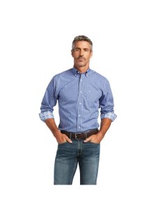 Pánské Kostýmové Košile Ariat Wrinkle Free Ezrah Fitted Blankyt | VJSWZ-8496