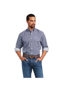 Pánské Kostýmové Košile Ariat Wrinkle Free Ernest Classic Fit Tmavě Blankyt Blankyt | VRSUP-9713