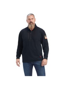 Pánské Košile Ariat FR Durastrech Fleece 1/2 Zip Job Černé | GWUZM-8745