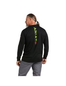 Pánské Košile Ariat FR Stretch Logo Černé Světle Zelene | FRWEN-5319