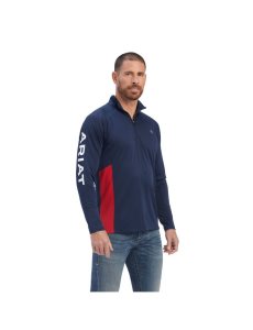 Pánské Mezivrstvy Ariat Sunstopper Team 1/4 Zip Tmavě Blankyt | MLBQA-4691