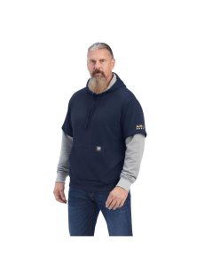 Pánské Mikiny S Kapucí Ariat Rebar Workman Dually Tmavě Blankyt Šedé | KYEPL-7683