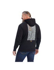 Pánské Mikiny S Kapucí Ariat Rebar Workman Reflective Flag Full Zip Černé | ULBOR-3128