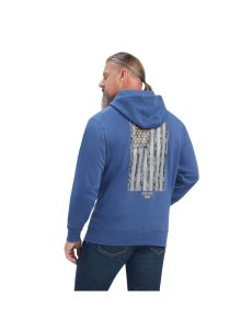 Pánské Mikiny S Kapucí Ariat Rebar Workman Reflective Flag Full Zip Tmavě Blankyt | WBIHN-8496