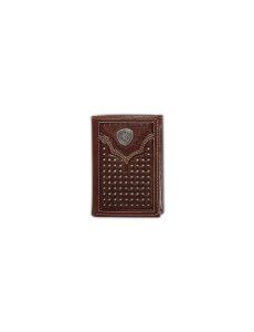 Pánské Peněženky Ariat Lattice embossed trifold Hnědé | BHTDK-4968