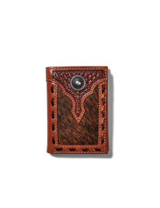 Pánské Peněženky Ariat Trifold Basketweave Calf Hair Hnědé | PFZNA-7320