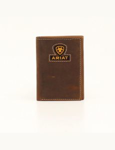 Pánské Peněženky Ariat Yellow logo trifold Hnědé | VTNDI-2703