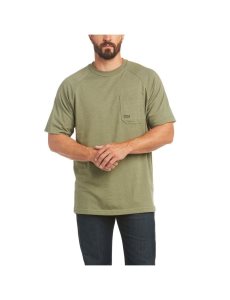 Pánské Pracovní Oděvy Ariat Rebar Bavlněné Strong T Shirts Olivy Zelené | UWPAE-5384