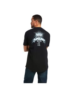 Pánské Pracovní Oděvy Ariat Rebar Bavlněné Strong Voltaic Hammer T Shirts Černé | YBDKP-0816