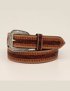 Pánské Pásky Ariat Filigree embossed stitch Hnědé | RMENA-5049