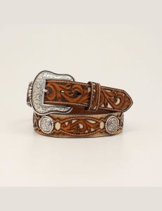 Pánské Pásky Ariat Filigree medallion Hnědé | COPLZ-2413