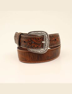 Pánské Pásky Ariat Floral embossed ends Hnědé | WRKUP-3952