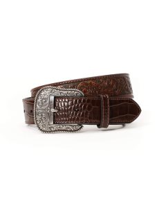 Pánské Pásky Ariat Leaf Emboss Crock End Hnědé | OSDVR-4562