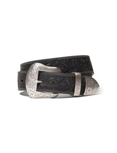 Pánské Pásky Ariat Leaf Emboss Černé | GPBFZ-5916