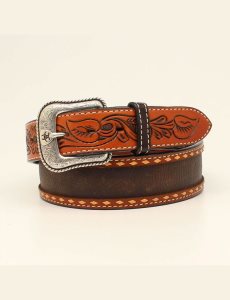 Pánské Pásky Ariat White stitch trim Hnědé | JAMFK-4209