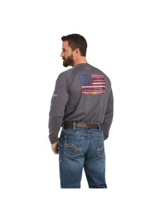 Pánské Topy Ariat FR Air Brand Flag Grafická Šedé | OULBK-6423