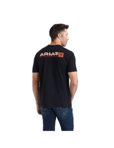 Pánské Tričko Ariat Linear Octane Černé | TXEOQ-1386