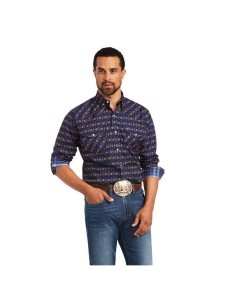 Pánské Tričko Ariat Relentless Steeled Stretch Classic Fit Snap Tmavě Blankyt | KUNOA-4862