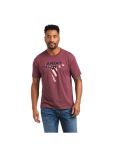 Pánské Tričko Ariat Steer Skull USA Vínové | XHYCU-0913