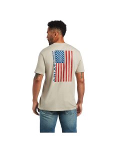 Pánské Tričko Ariat Woodgrain Flag Hnědožlutý | OJSBD-8153