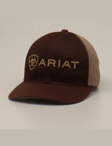 Pánské Čepice Ariat Large embossed lgoo mash Hnědé | MVOTZ-6798