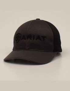 Pánské Čepice Ariat Large embossed lgoo mash Černé | UIGZF-9132