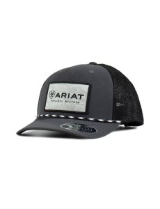 Pánské Čepice Ariat Large logo patch cord Černé | XJWDF-1204