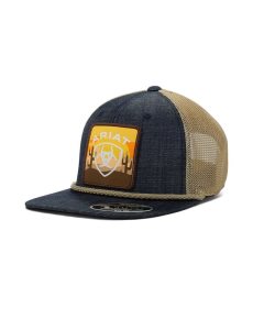Pánské Čepice Ariat Large logo patch desert Blankyt | SMRDE-5687