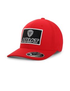 Pánské Čepice Ariat Large logo patch Červené | QEGBM-8769