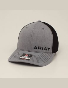 Pánské Čepice Ariat Offset logo Šedé | QYOXZ-9382
