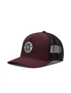 Pánské Čepice Ariat Round Logo Patch Vínové | WMQRE-1856