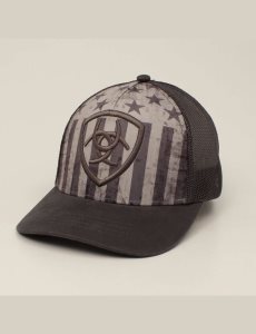 Pánské Čepice Ariat Shield embossed Šedé | PIGUJ-4138