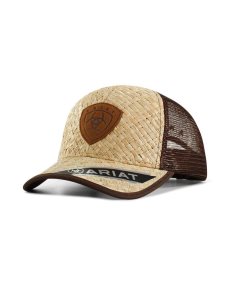 Pánské Čepice Ariat Shield patch natural weave Hnědé | SVXGK-1976