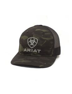 Pánské Čepice Ariat Stacked Logo Černé Maskáčové | CEPAG-1257