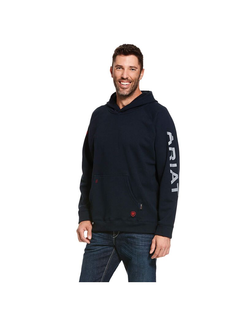 Pánské Mikiny S Kapucí Ariat FR Primo Fleece Logo Tmavě Blankyt | TUKCM-1935
