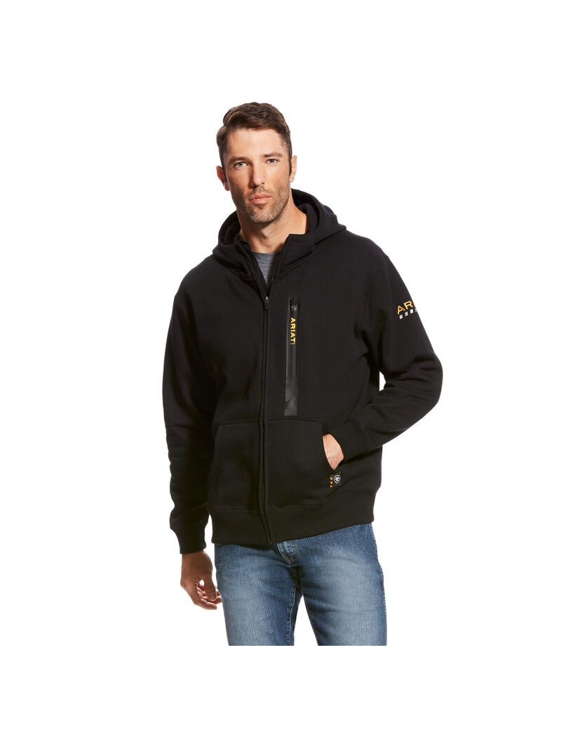 Pánské Mikiny S Kapucí Ariat Rebar Workman Full Zip Černé | LVZPM-1783