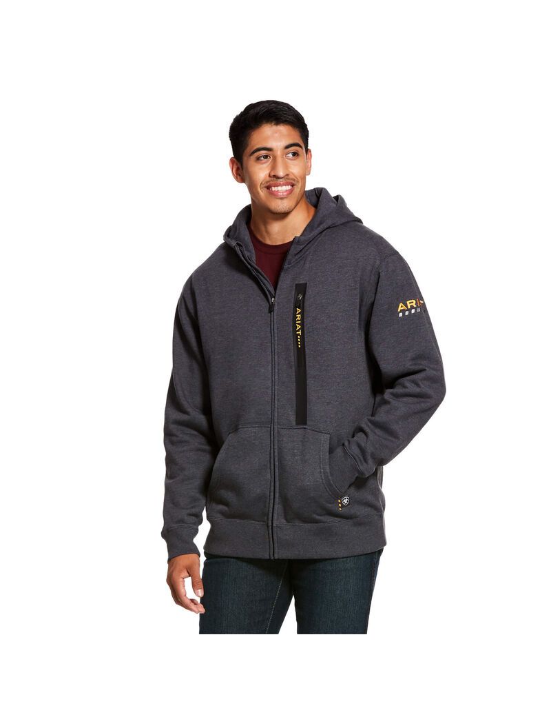Pánské Mikiny S Kapucí Ariat Rebar Workman Full Zip Šedé | MVKRJ-2540