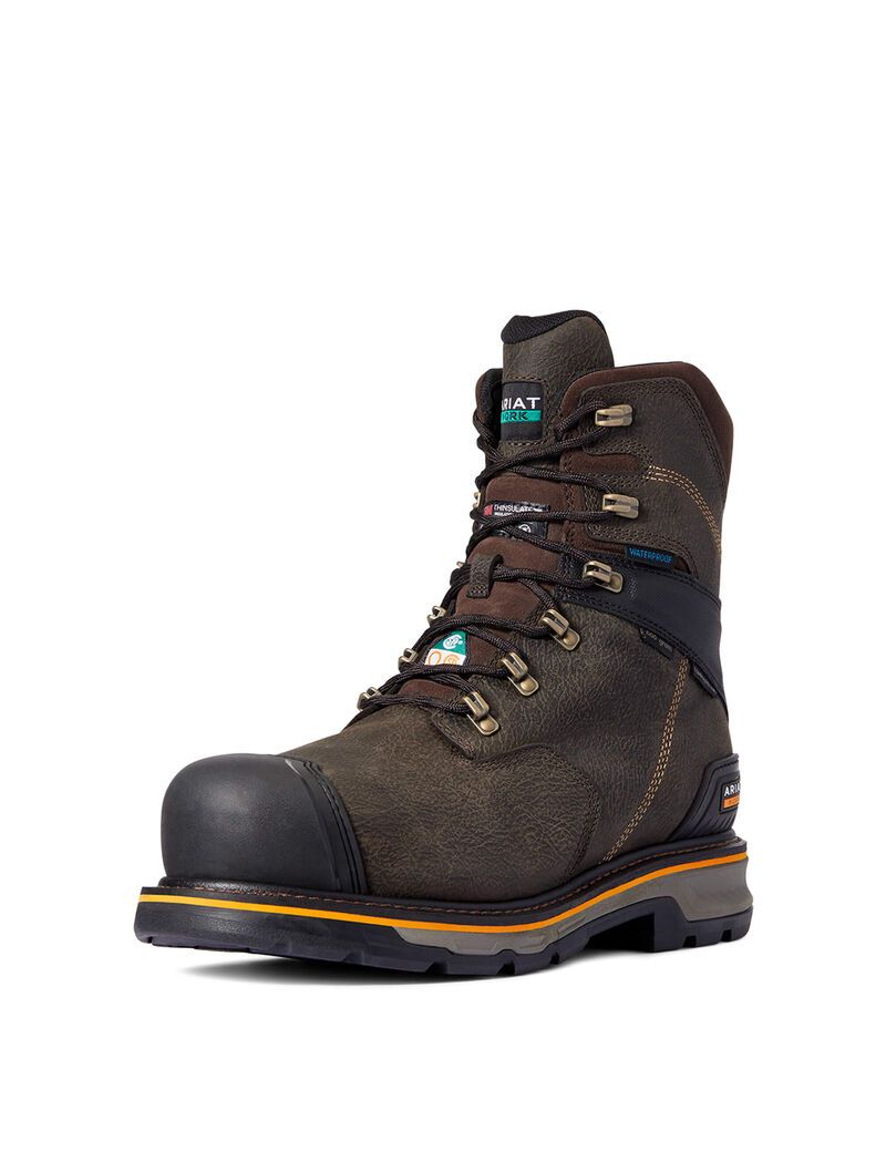 Pánské Pracovní Boty Ariat Stump Jumper 8' CSA Glacier Grip Nepromokavé 600g Composite Špicí Káva | 