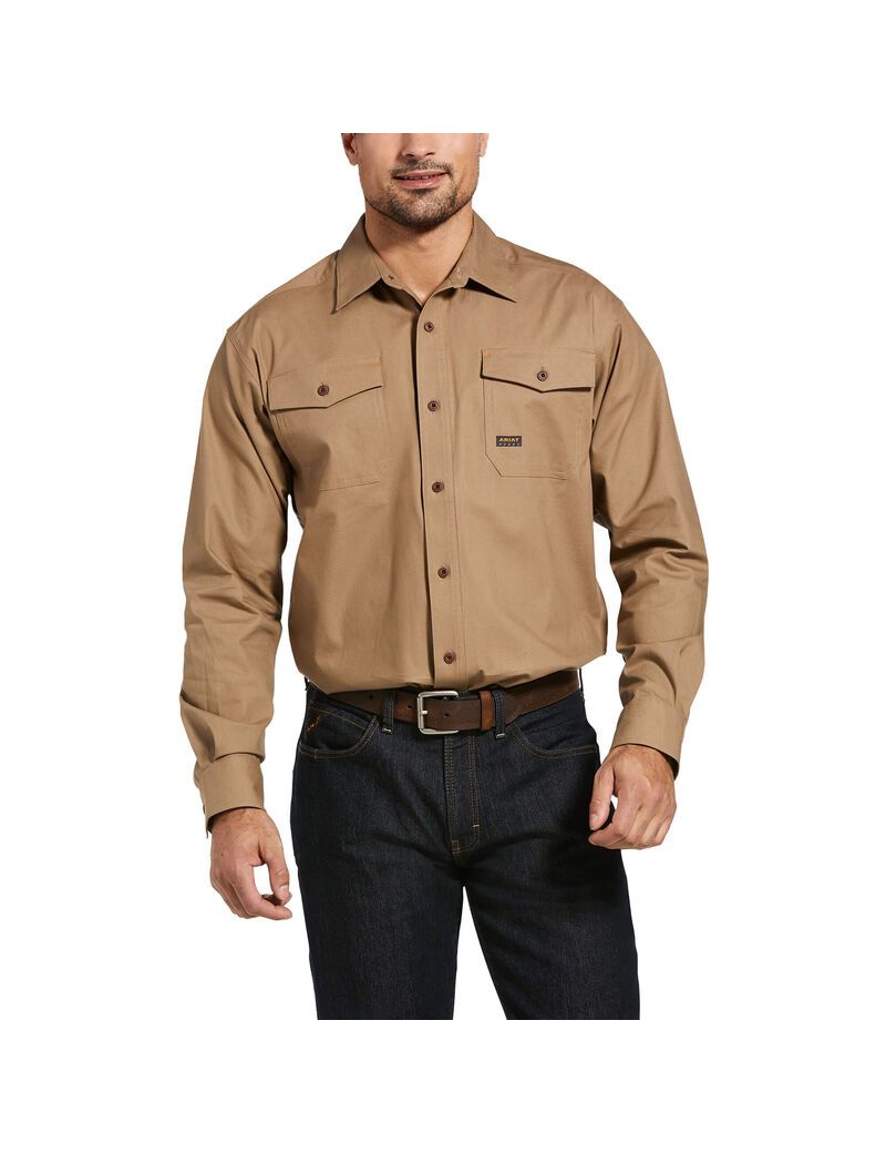 Pánské Pracovní Oděvy Ariat Rebar Made Tough DuraStretch Pracovní Shirts Hnědožlutý | OXRIW-5701